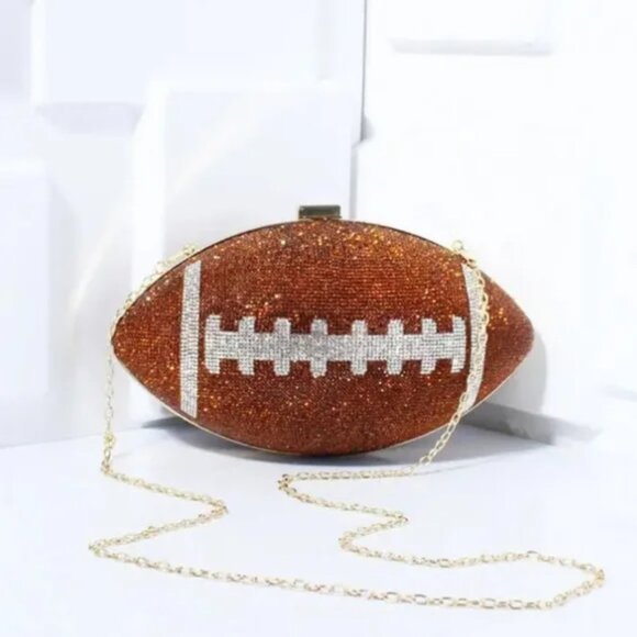 SPARKLY RHINESTONE FOOTBALL CROSSBODY PURSE - Picture 4 of 6